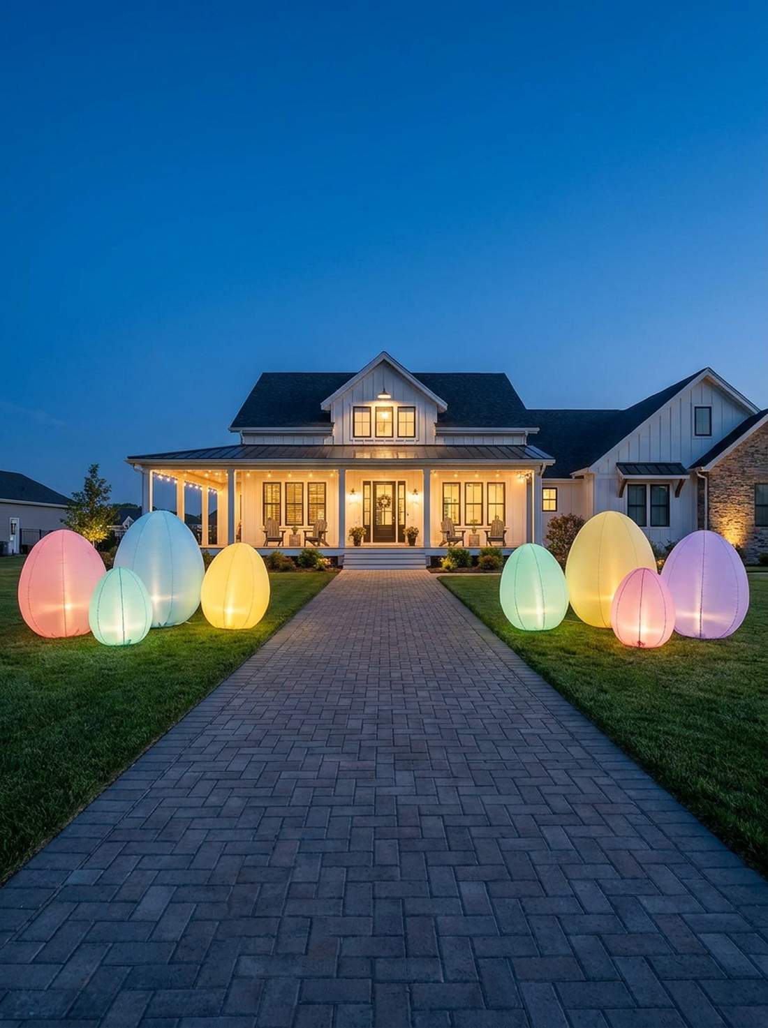 oversized inflatable pastel eggs