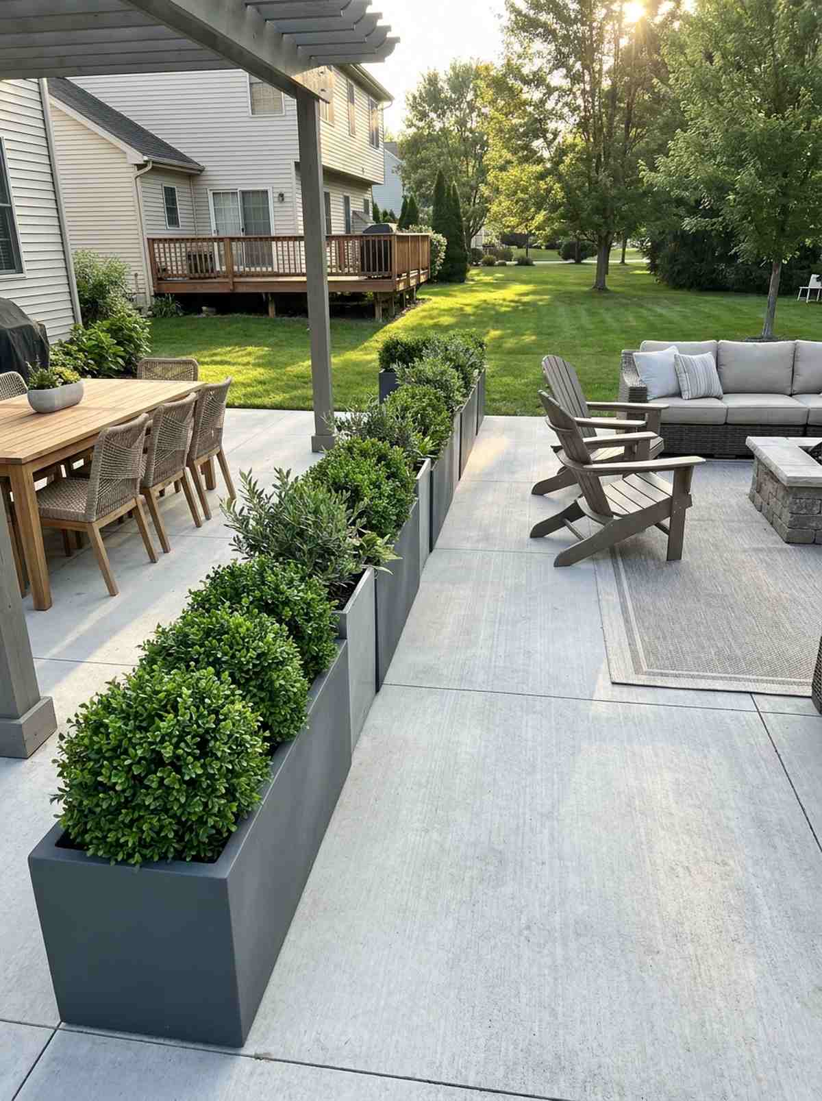 parallel axis layout with planter divider