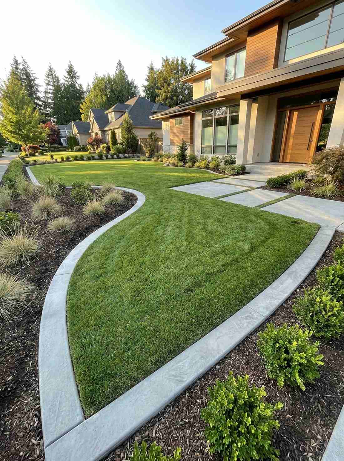 poured concrete ribbon edging
