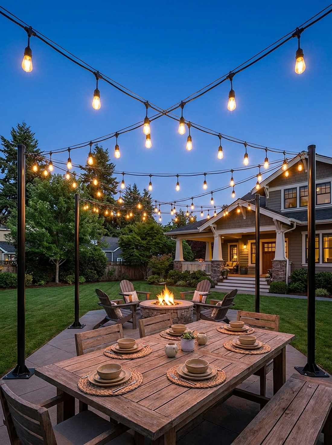 string light canopy overhead