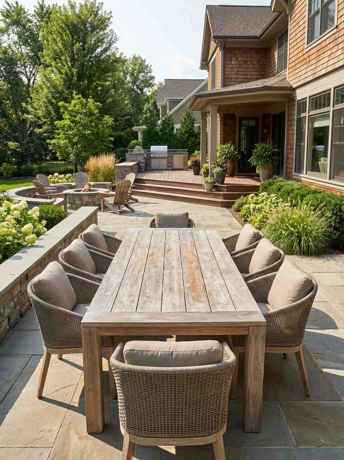 teak dining table with natural finish