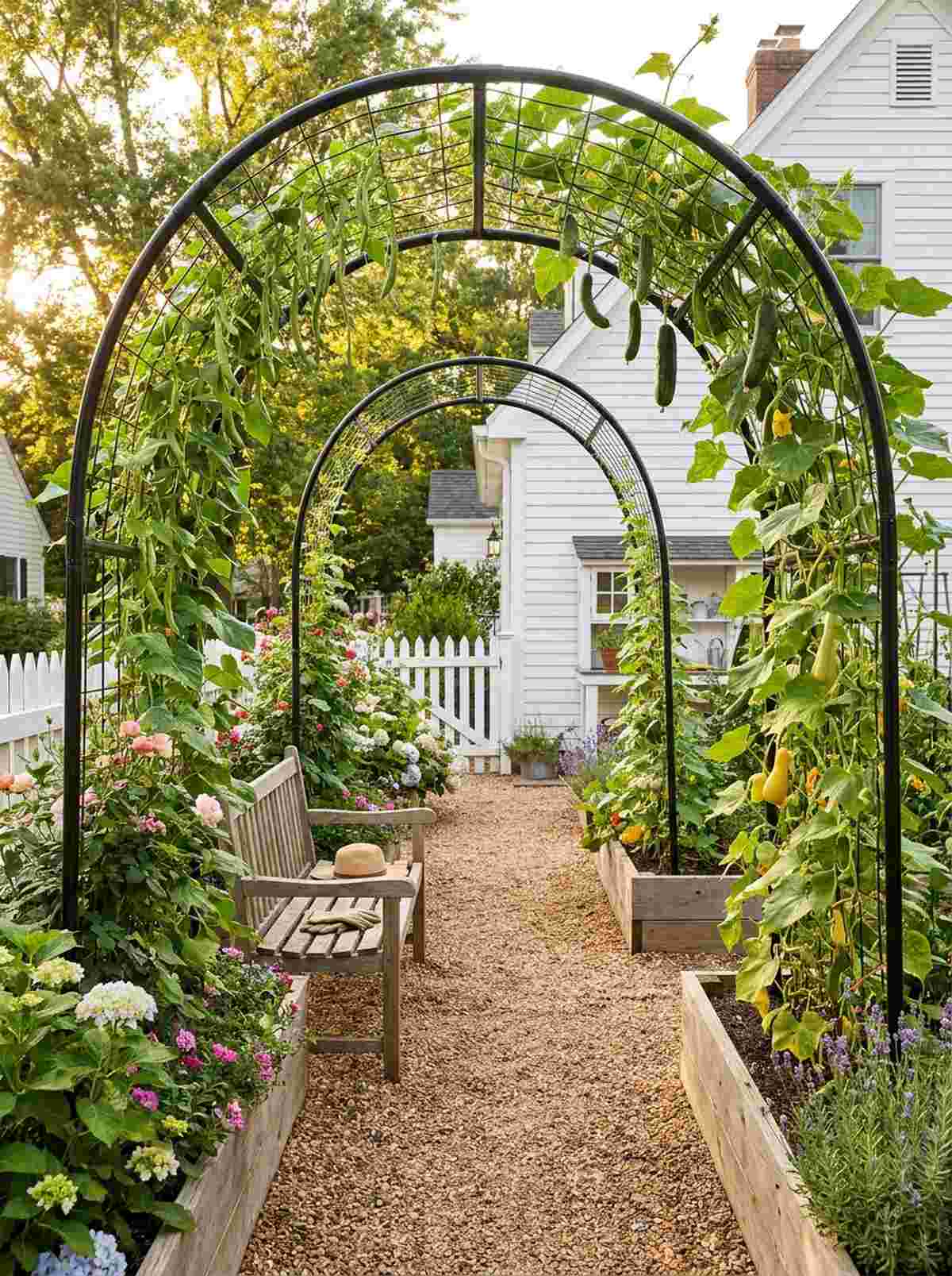 trellis arches for climbing vegetables