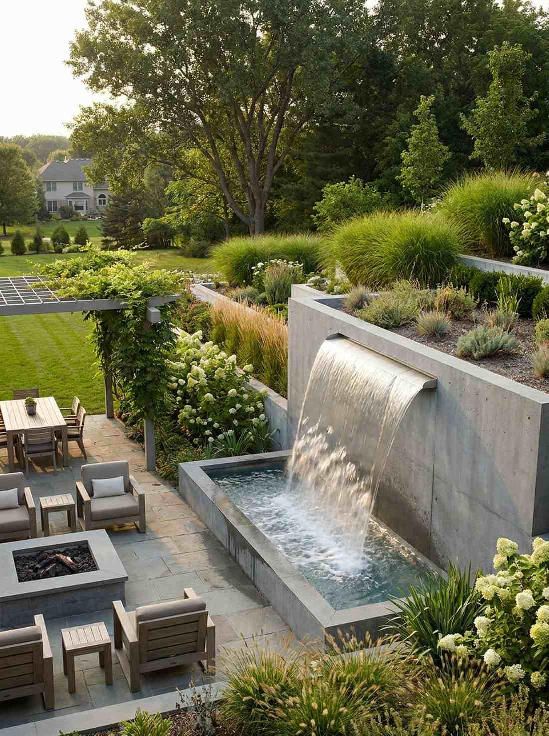 cascading concrete waterfall