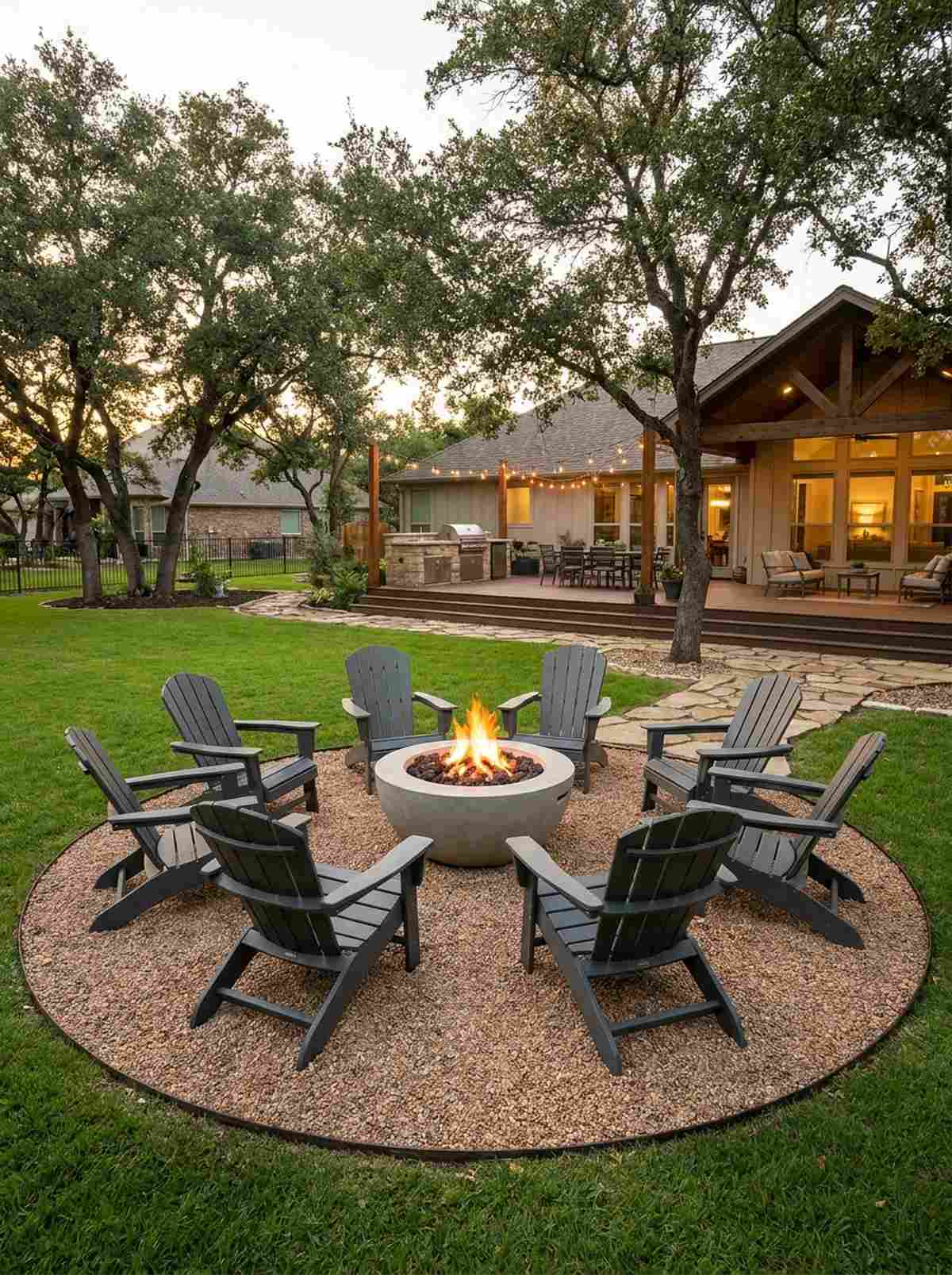 circular seating around central fire bowl