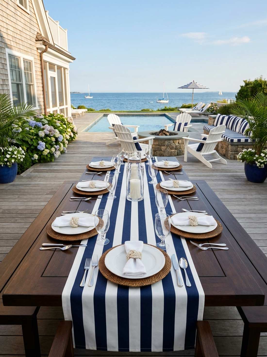 coastal blue and white stripes
