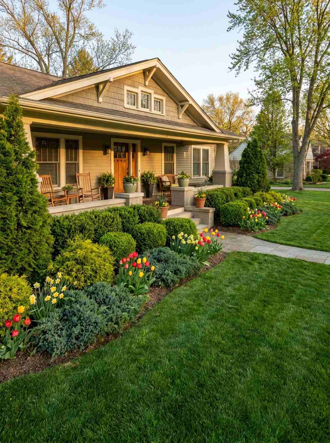 evergreen backbone with seasonal accents