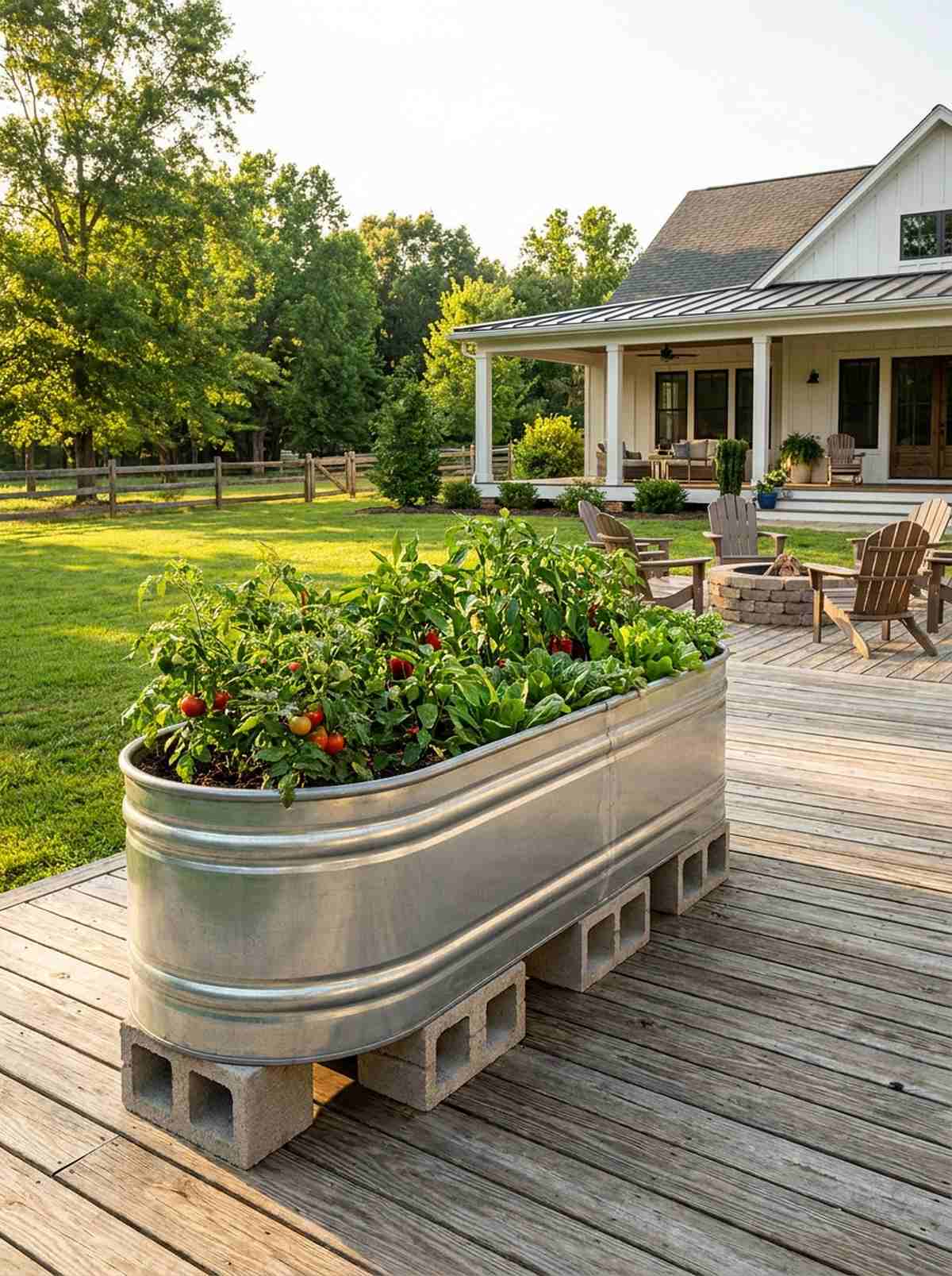 galvanized trough planters