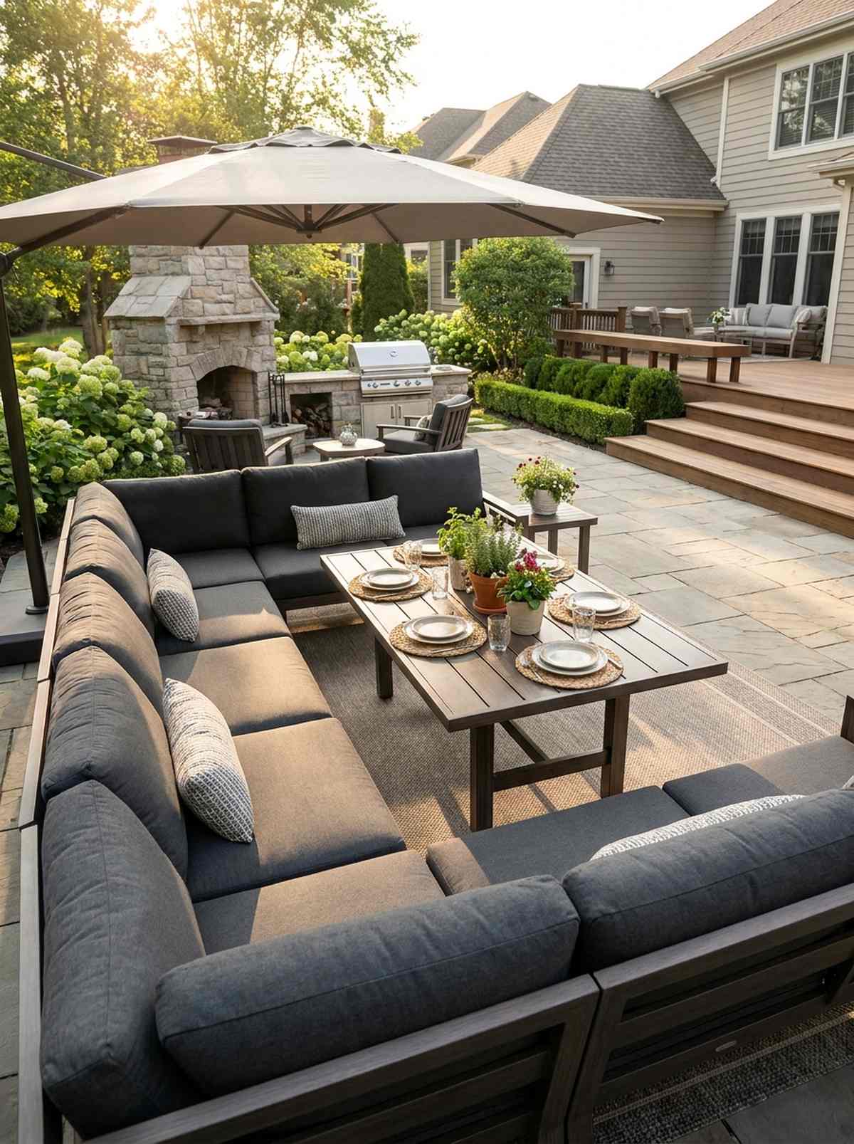 l shaped sectional with dining table