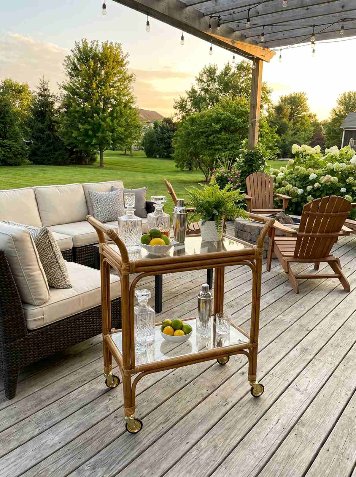 rattan bar cart