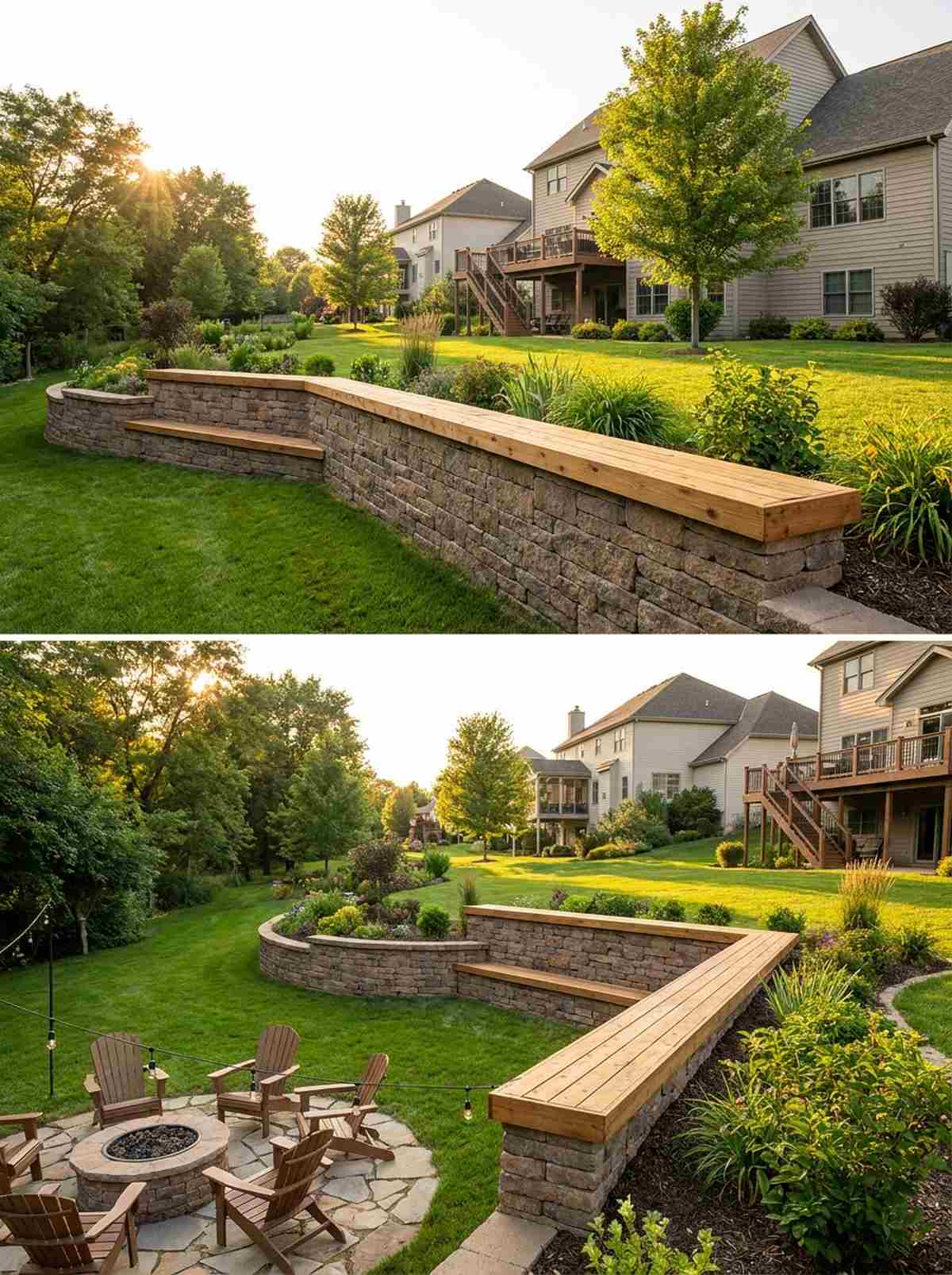 retaining wall integrated seating