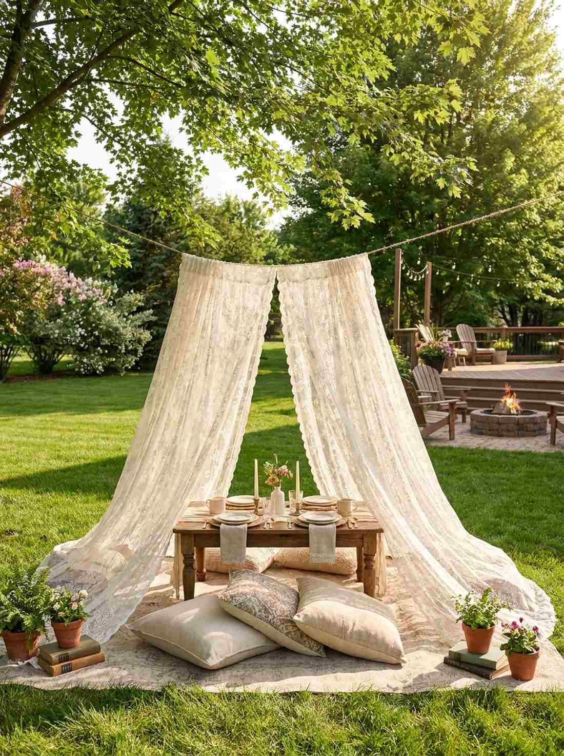 romantic lace tent garden