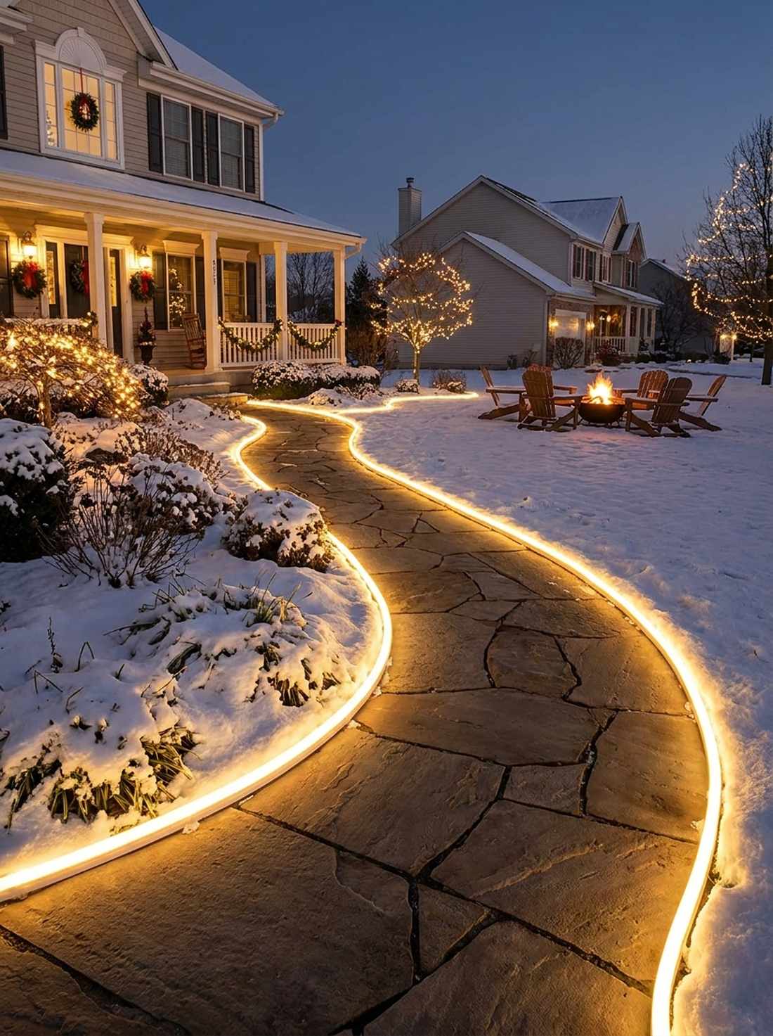 rope light pathway borders