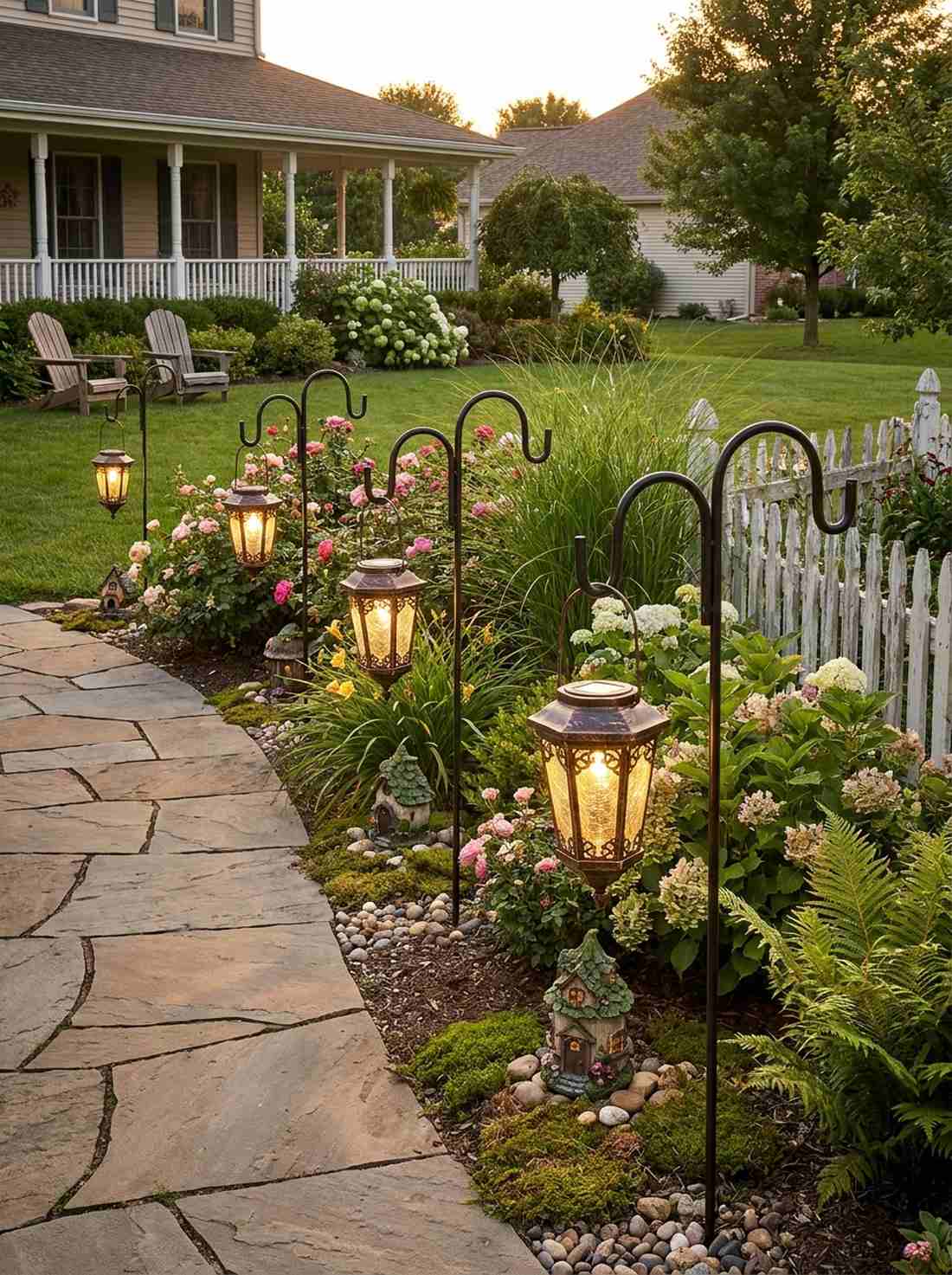 shepherd hook hanging solar lanterns