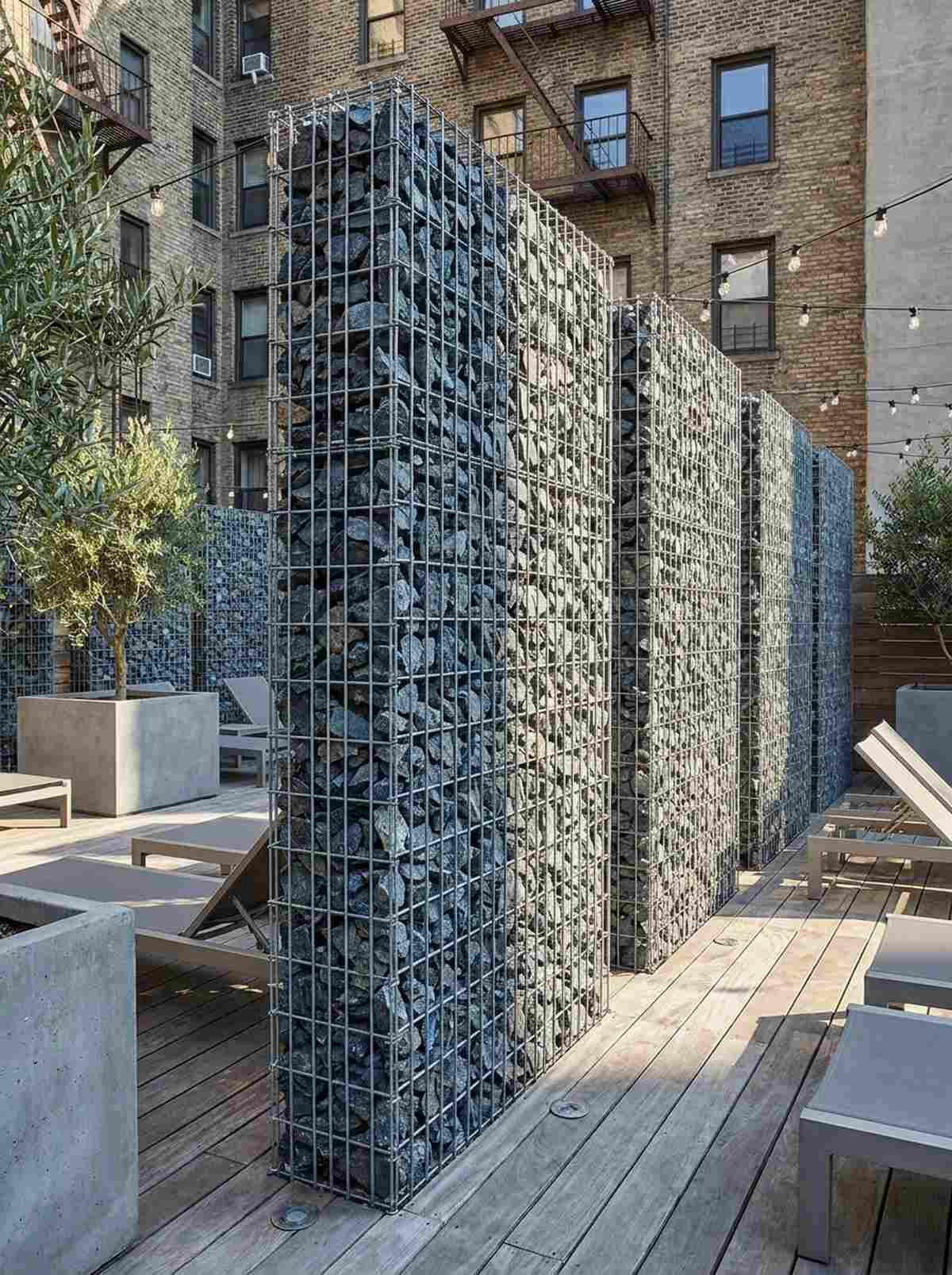 slim profile gabion privacy screen