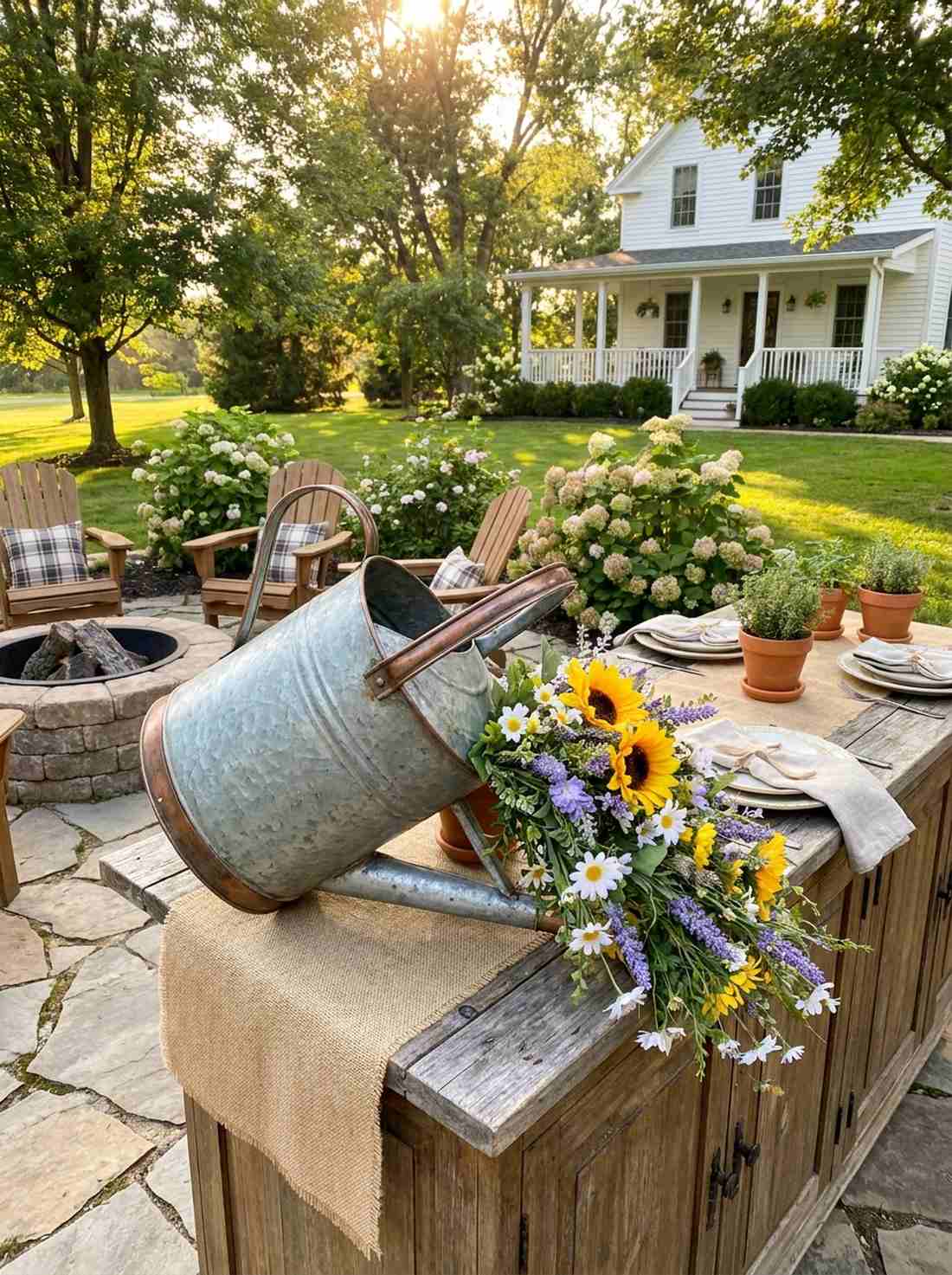 vintage watering can arrangements