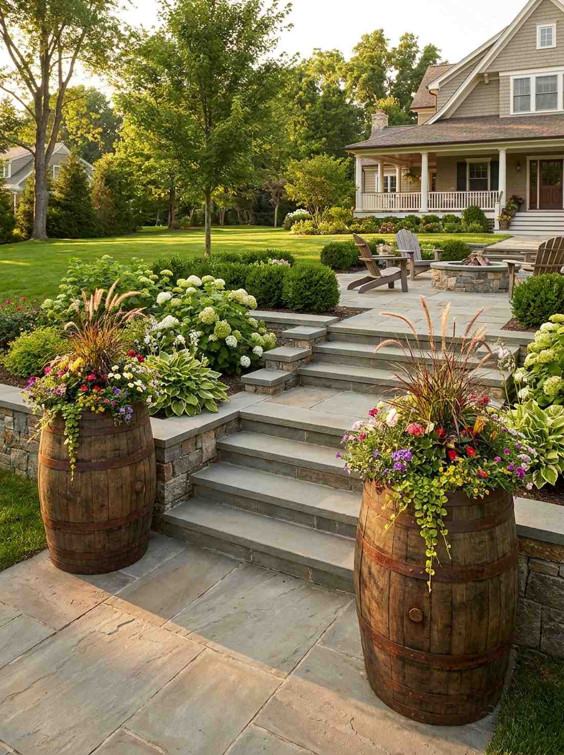 wooden barrel planters