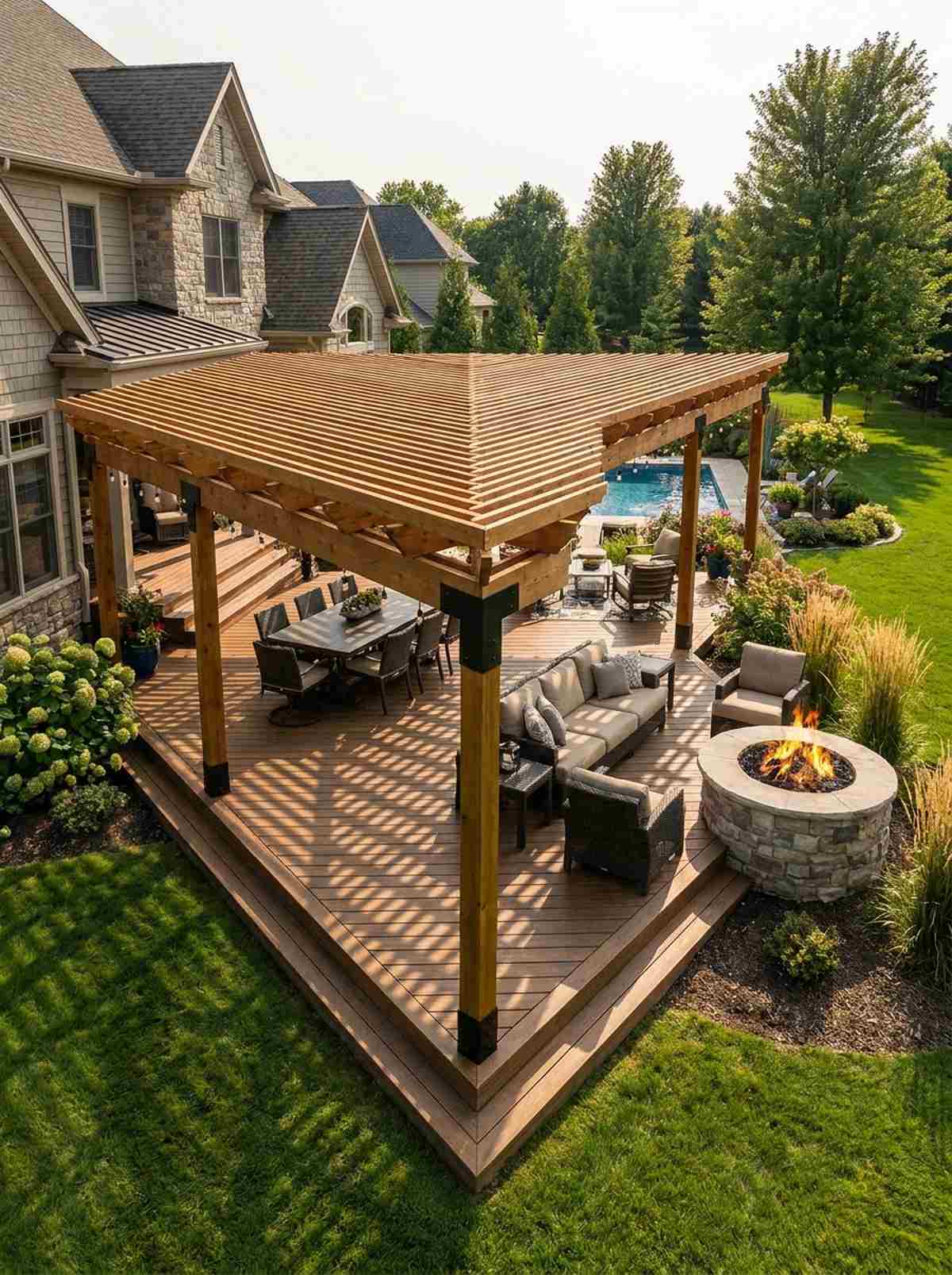 wrap around corner pergola