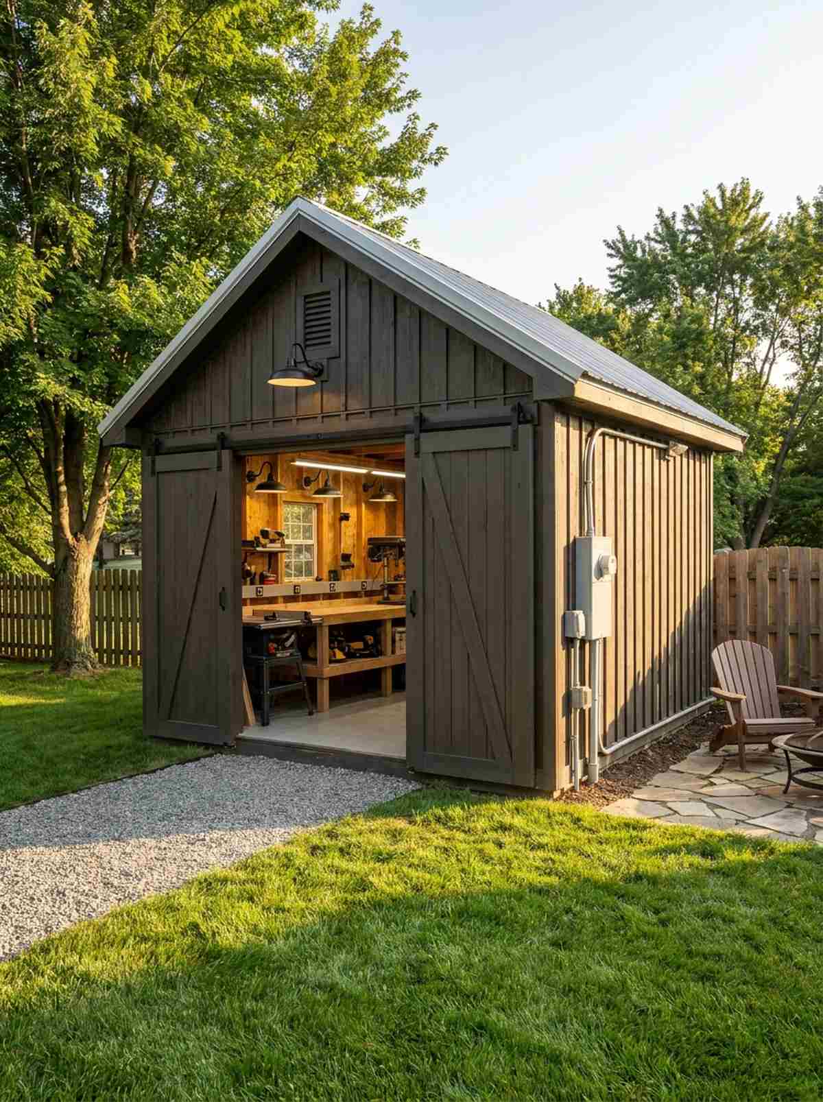 electrical wired work shed