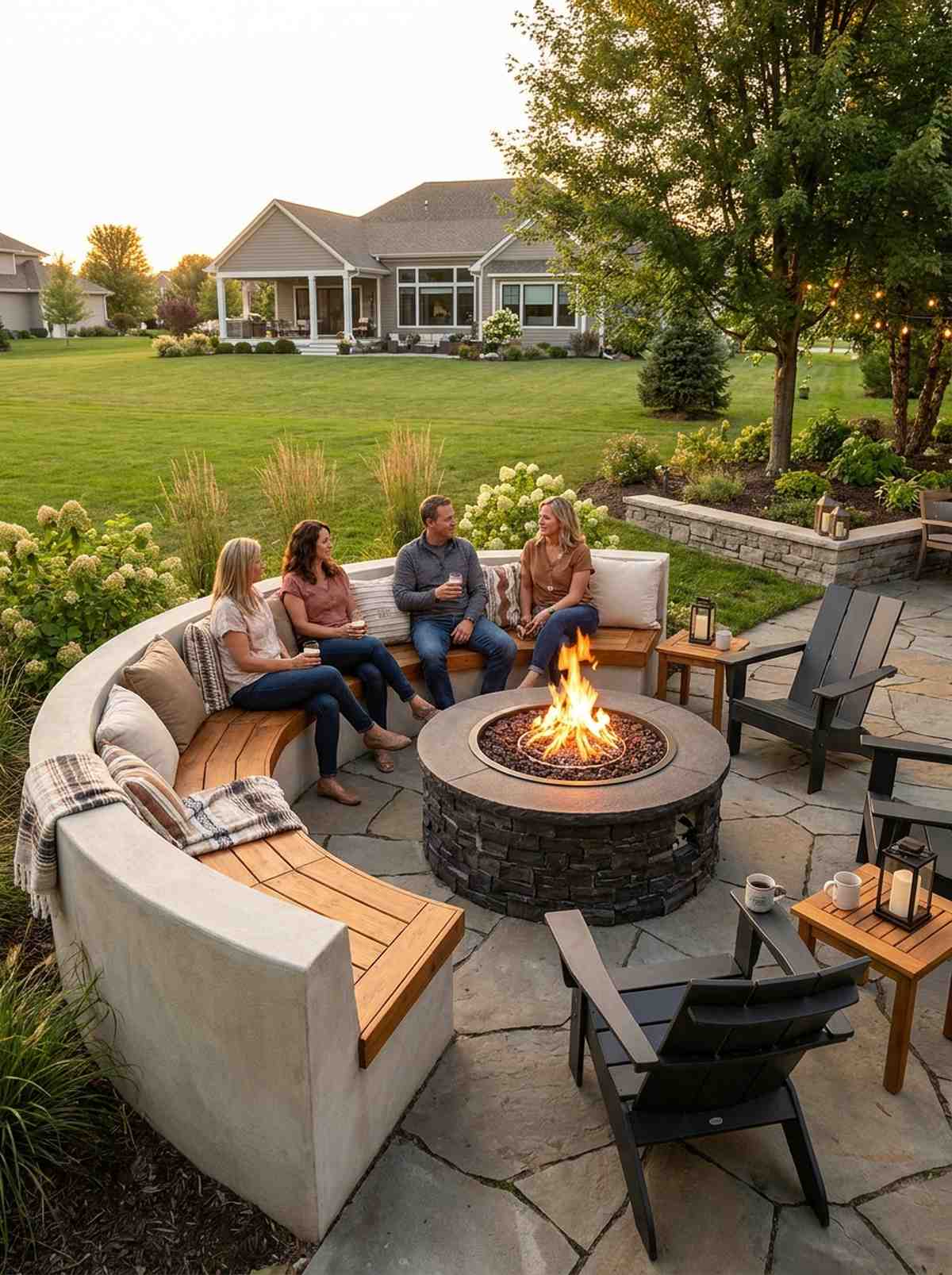 fire feature surround bench