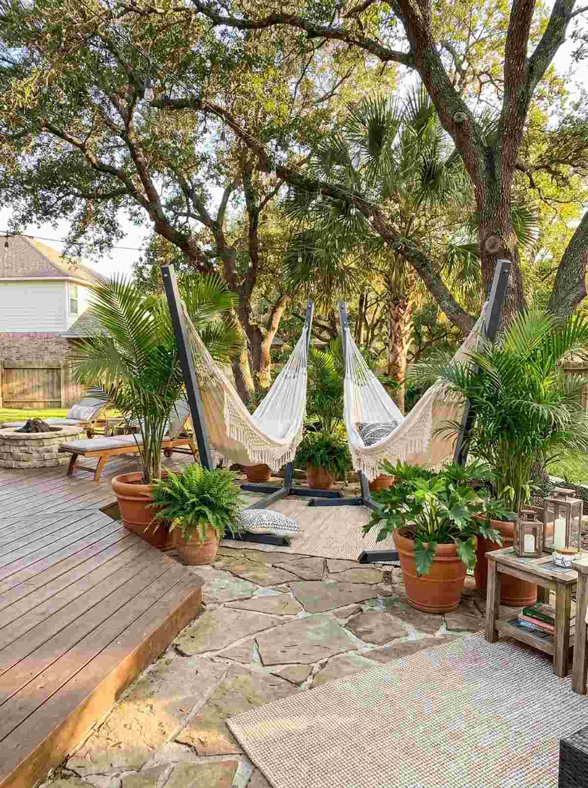 hammock grove with palm planters