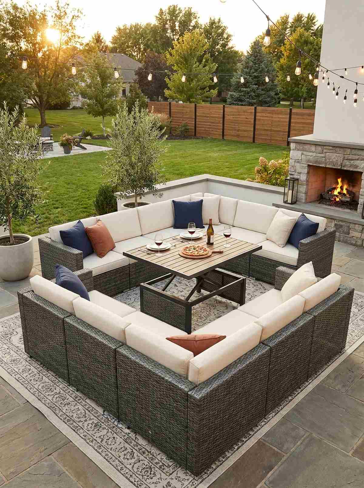 modular sofa with lift table