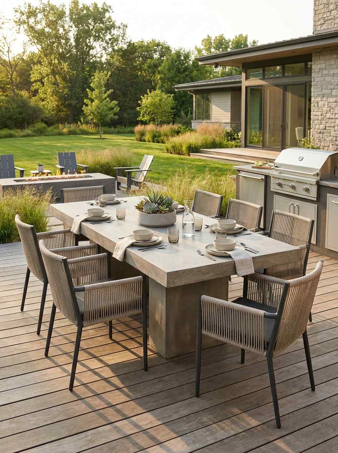 rectangular concrete table