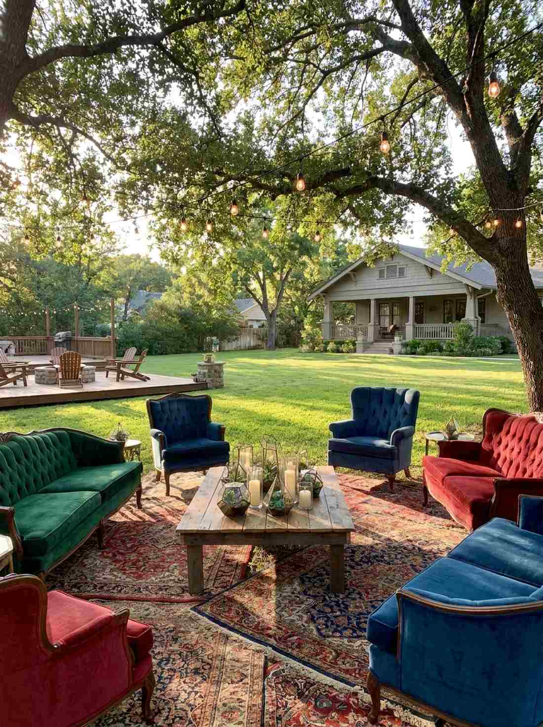 cocktail lounge area with vintage furniture