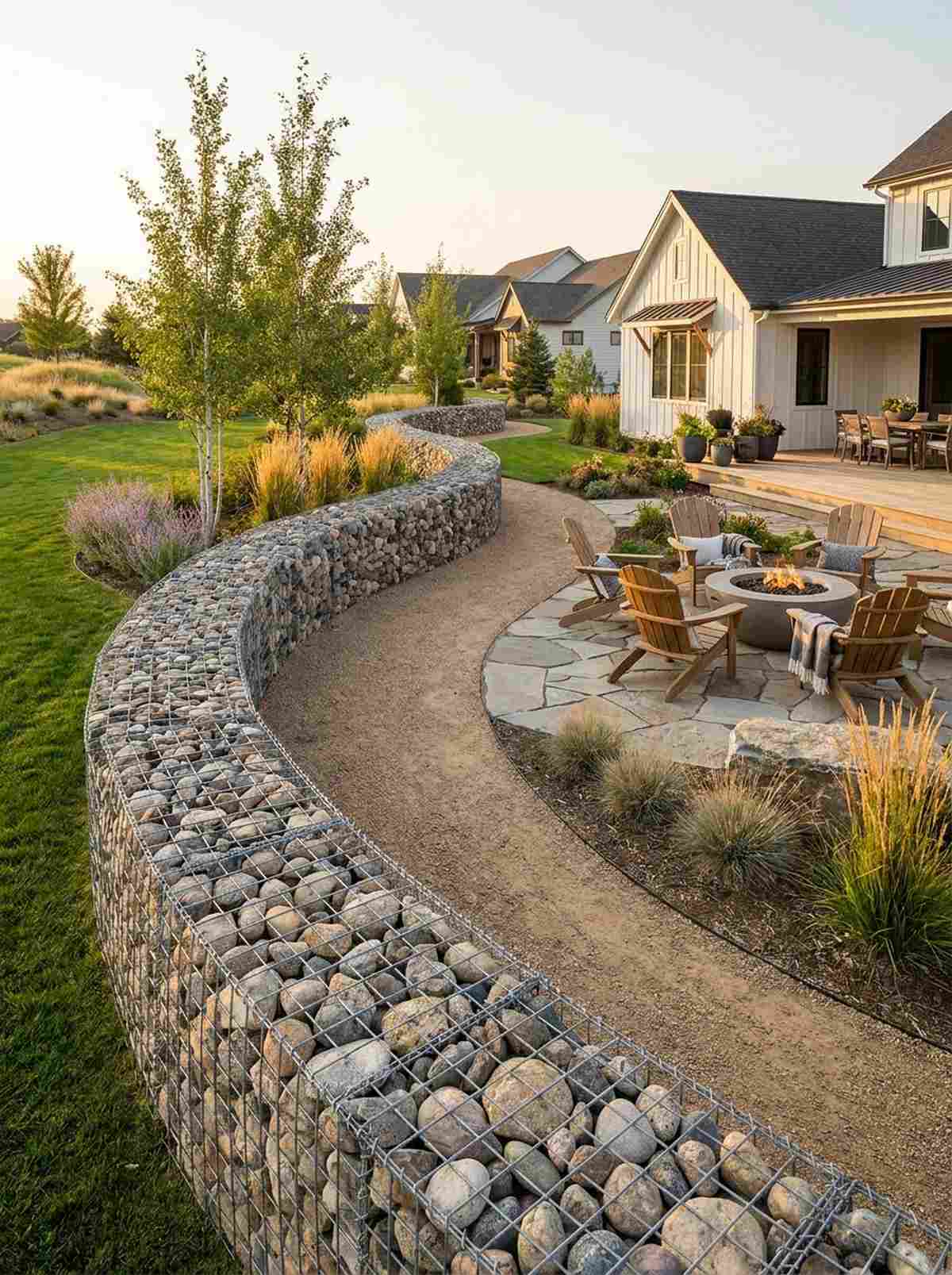curved gabion retaining wall
