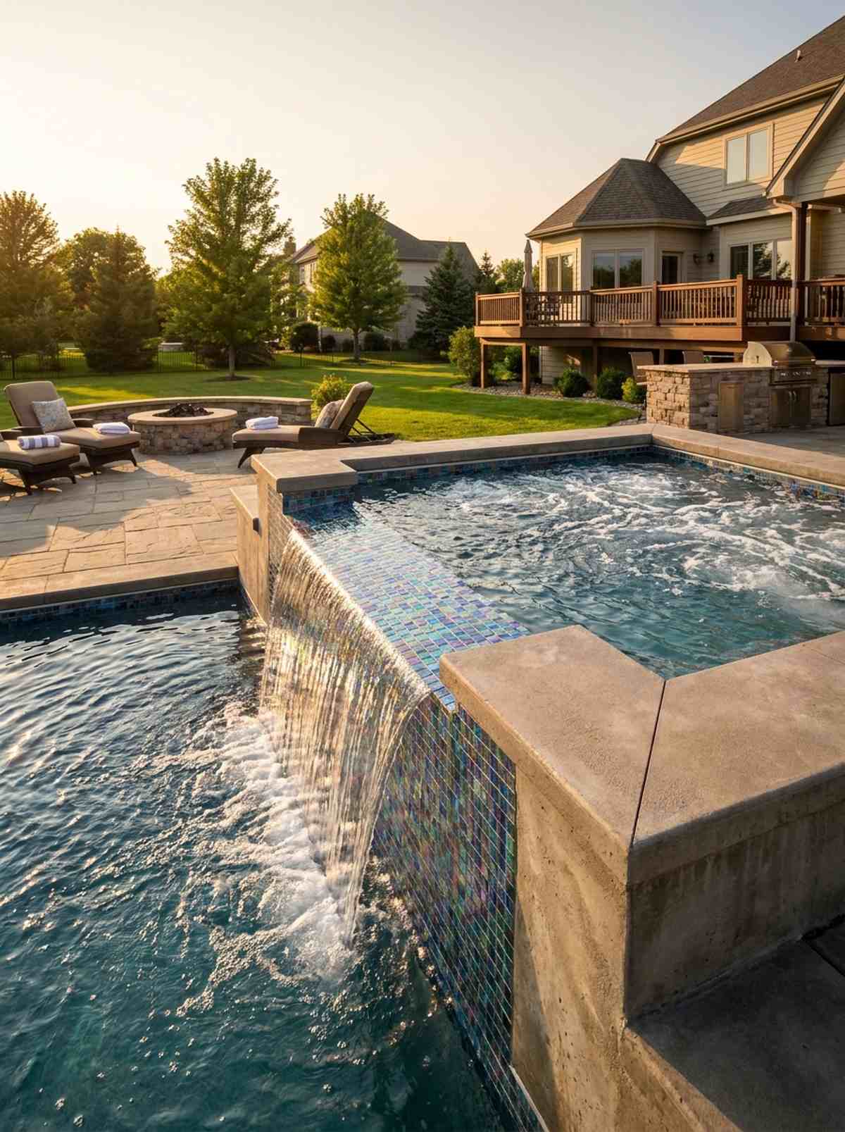 elevated spa deck overlooking main pool