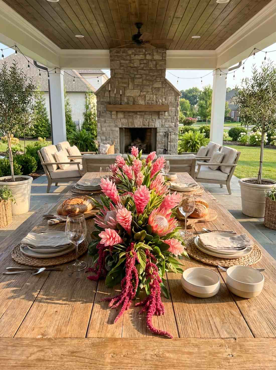 grounded pink tropical displays