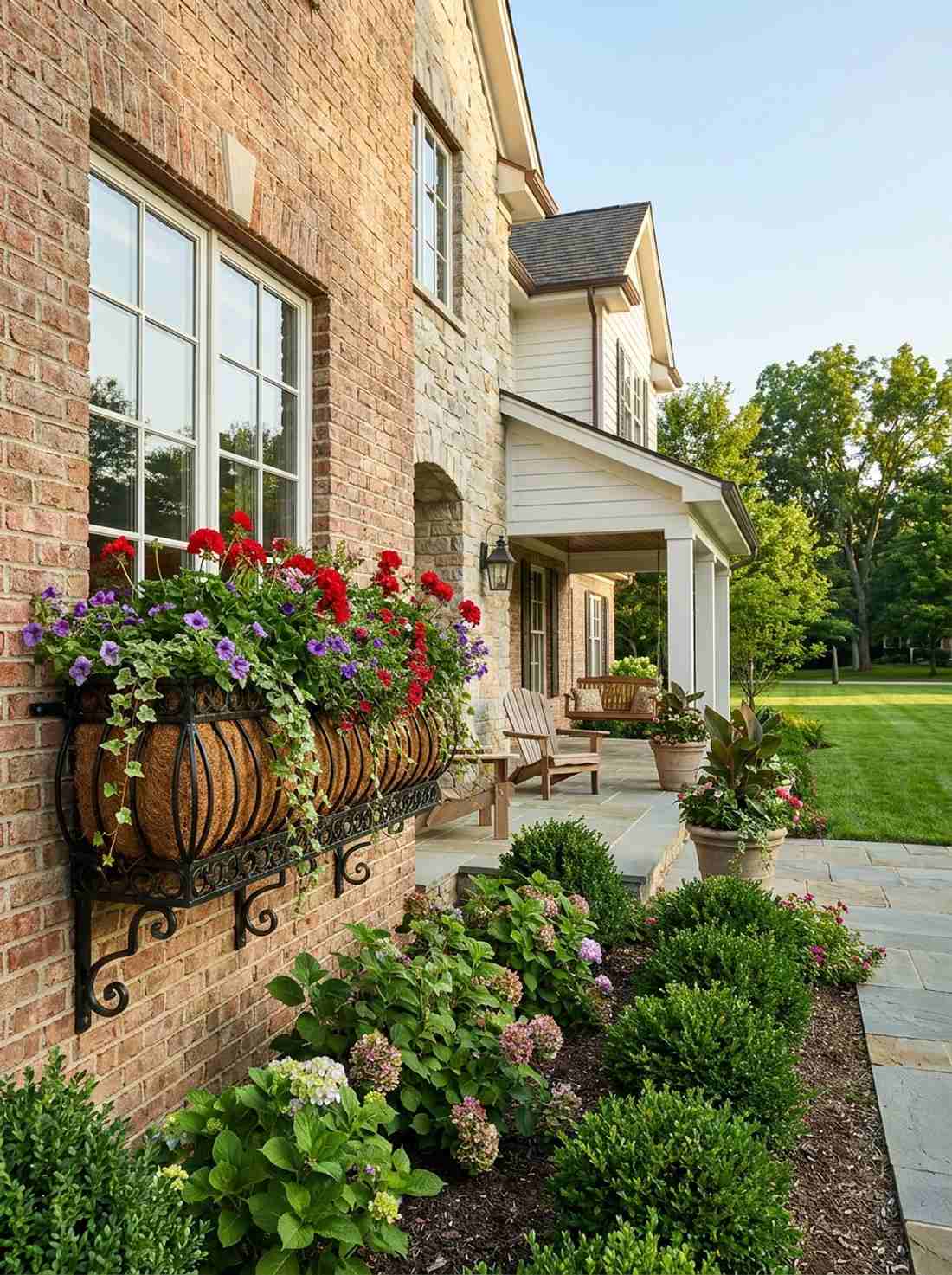 iron window box with scroll detail