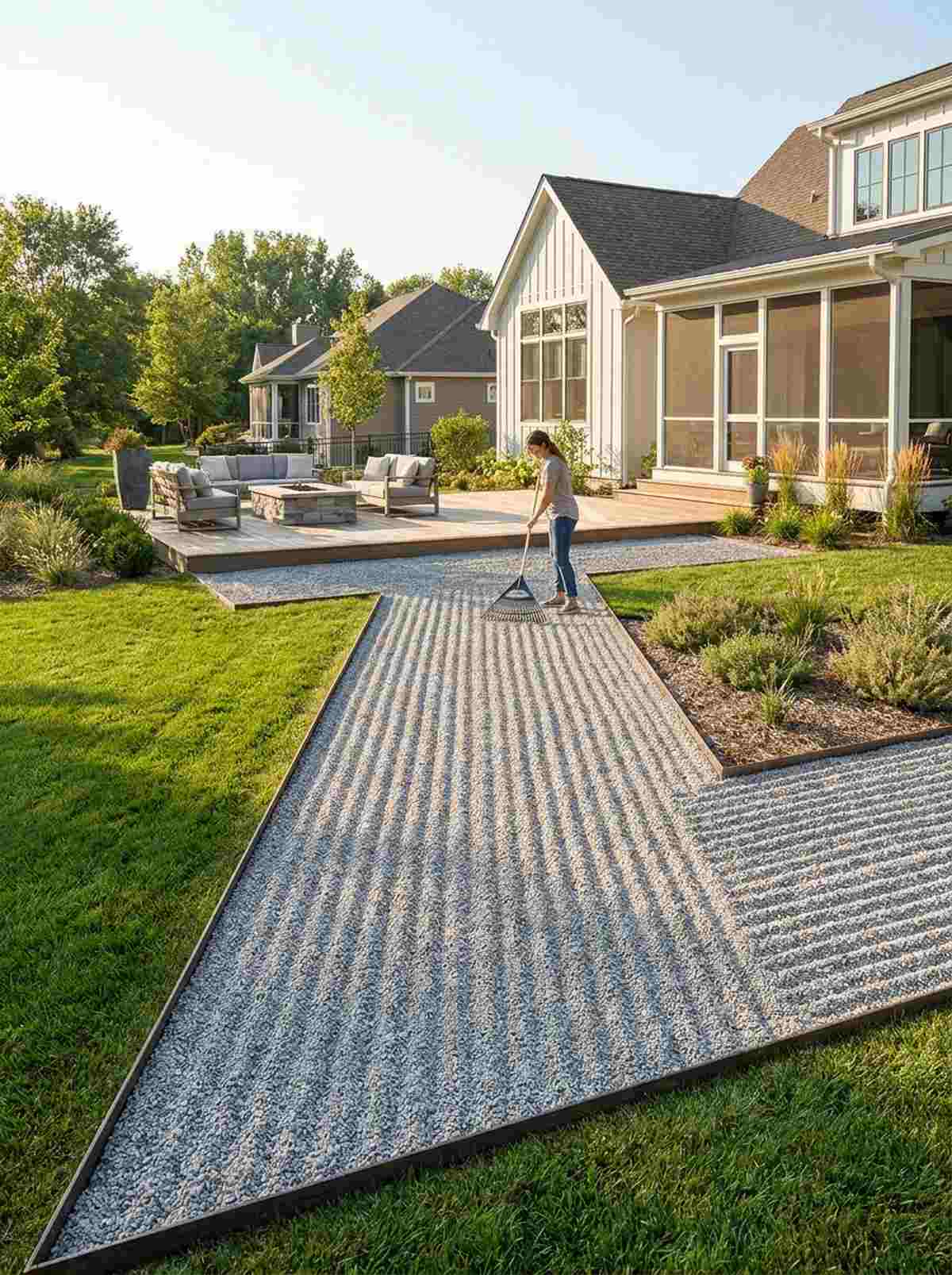 linear rake pattern meditation path
