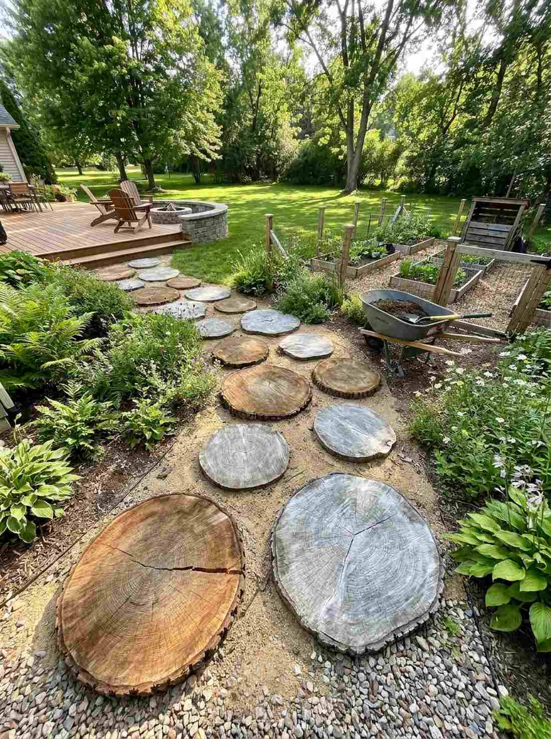 log round stepping stones