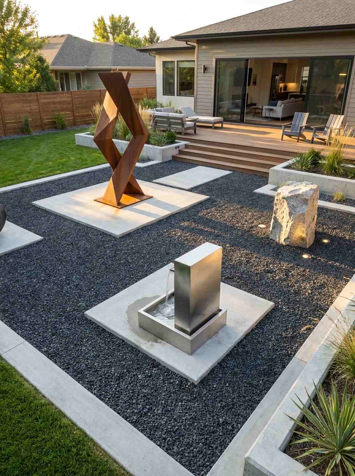 modern sculpture courtyard