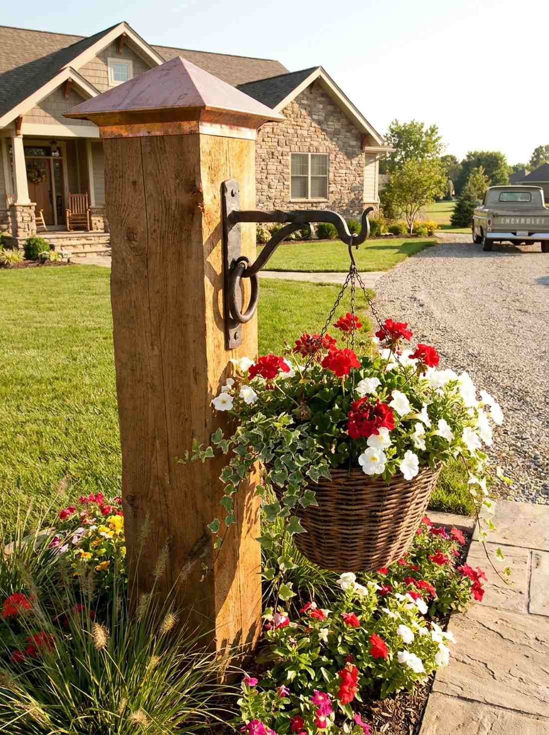 rustic hitching post planters