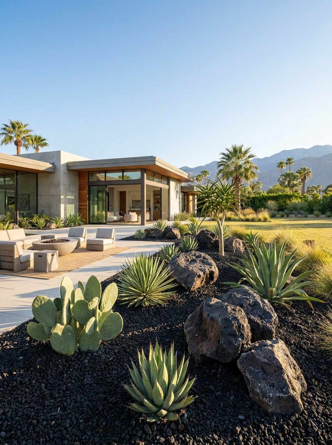 sculptural succulent garden