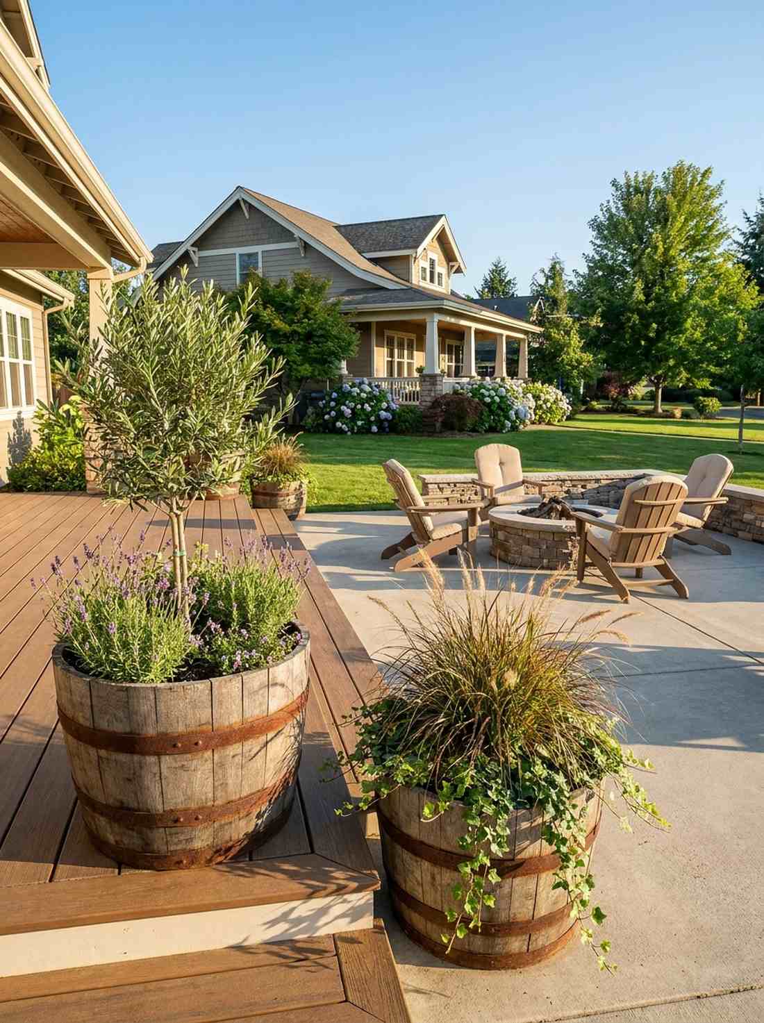 wine barrel planters