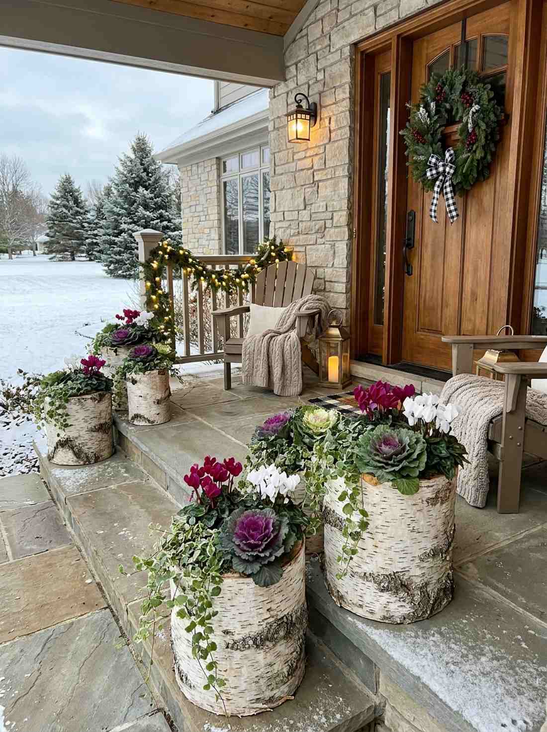 birch log containers