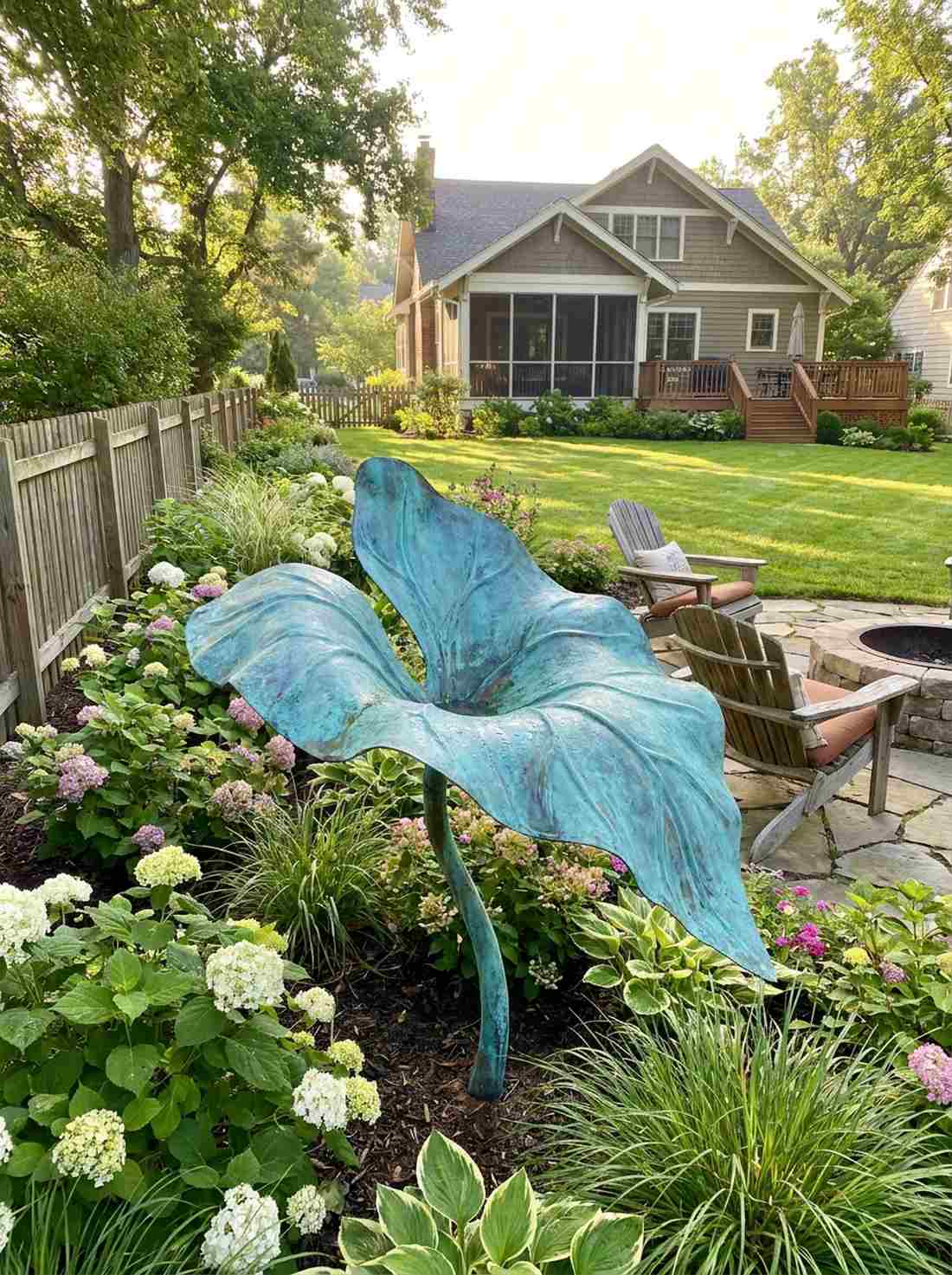 copper patina garden sculpture