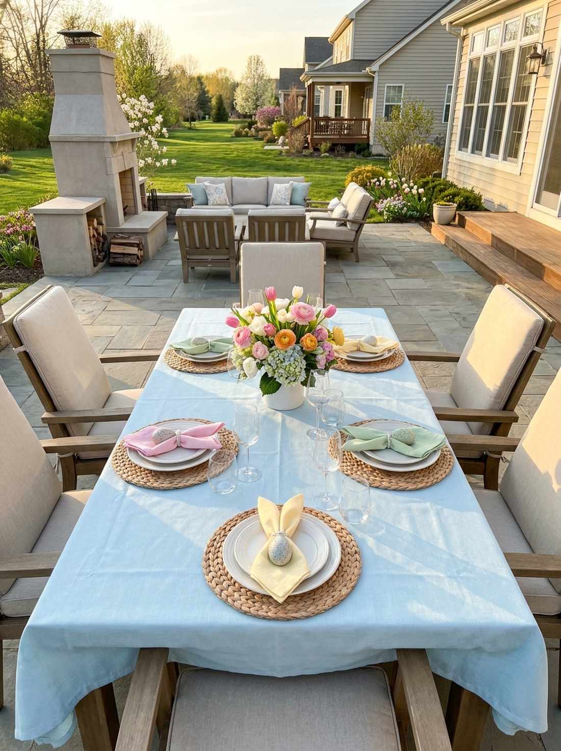 easter themed outdoor table setting