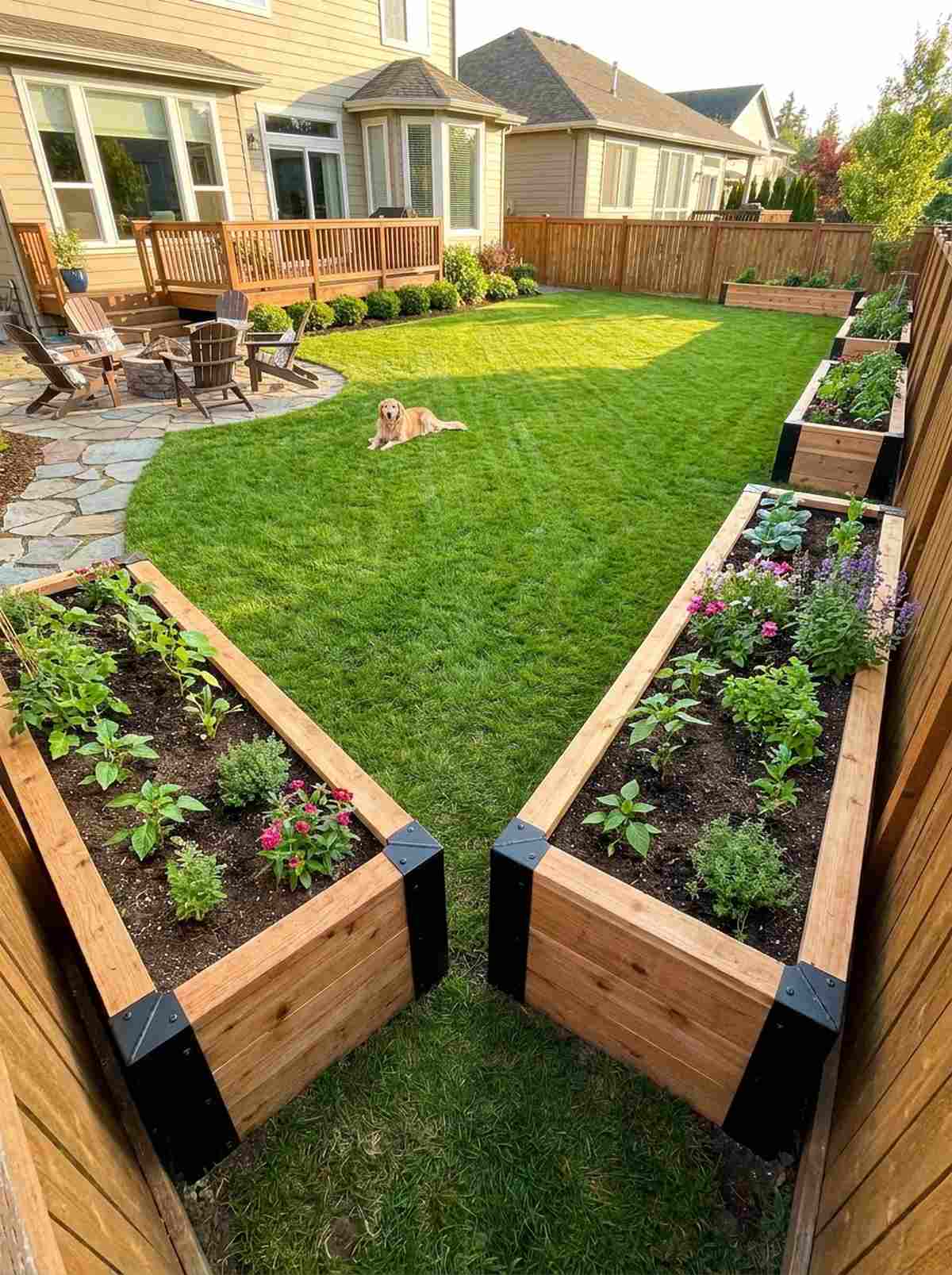 l shaped perimeter beds