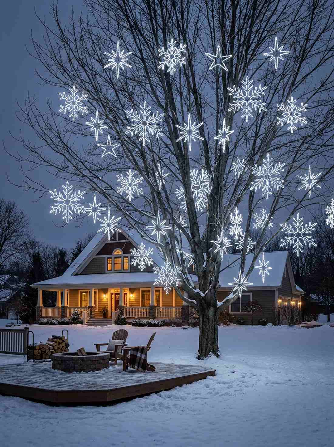 snowflake and star motifs