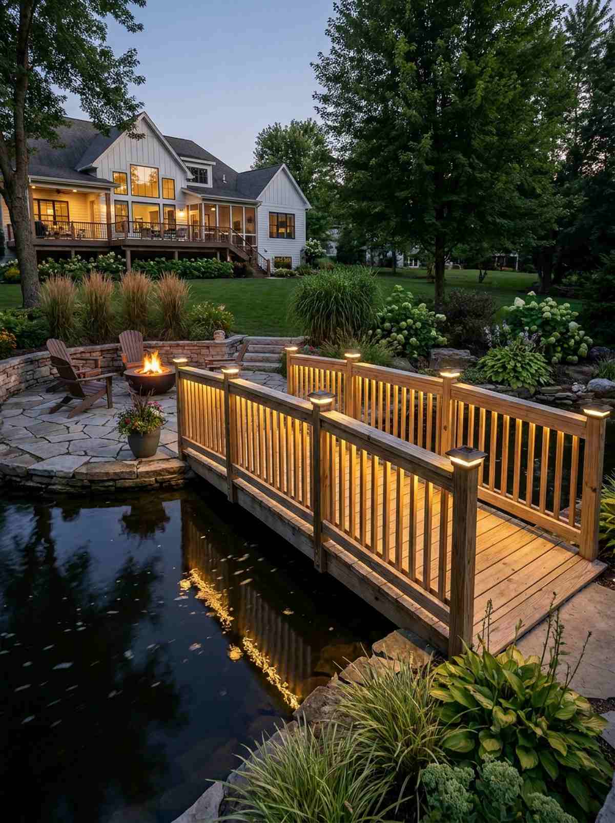 solar lit evening bridge