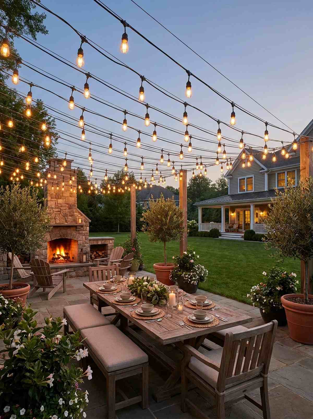 string light canopy overhead