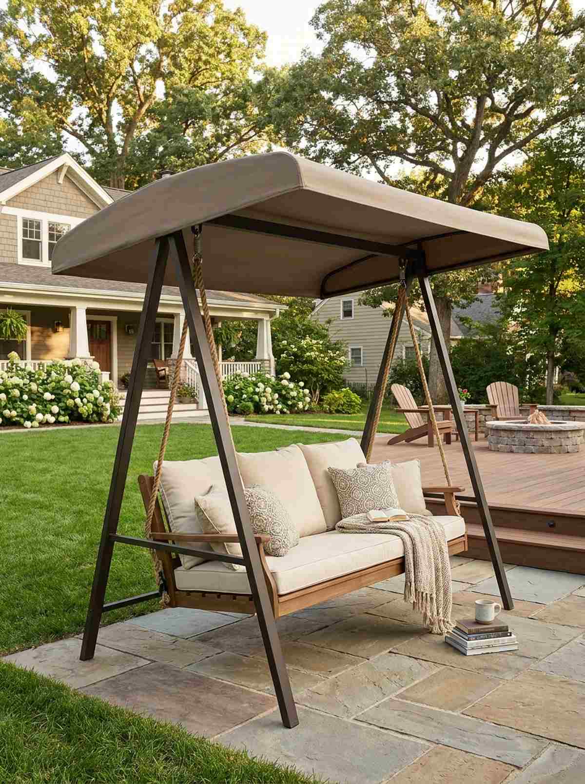 swing bench with canopy frame