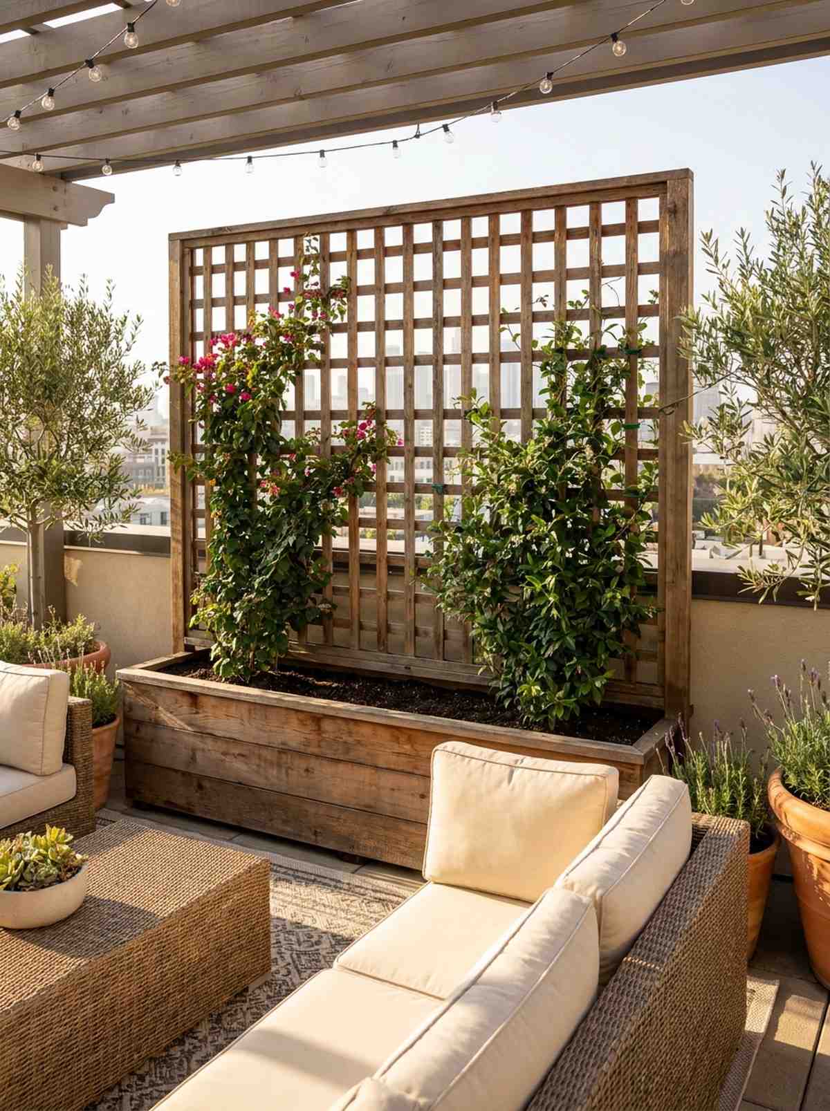 trellis panel with climbers