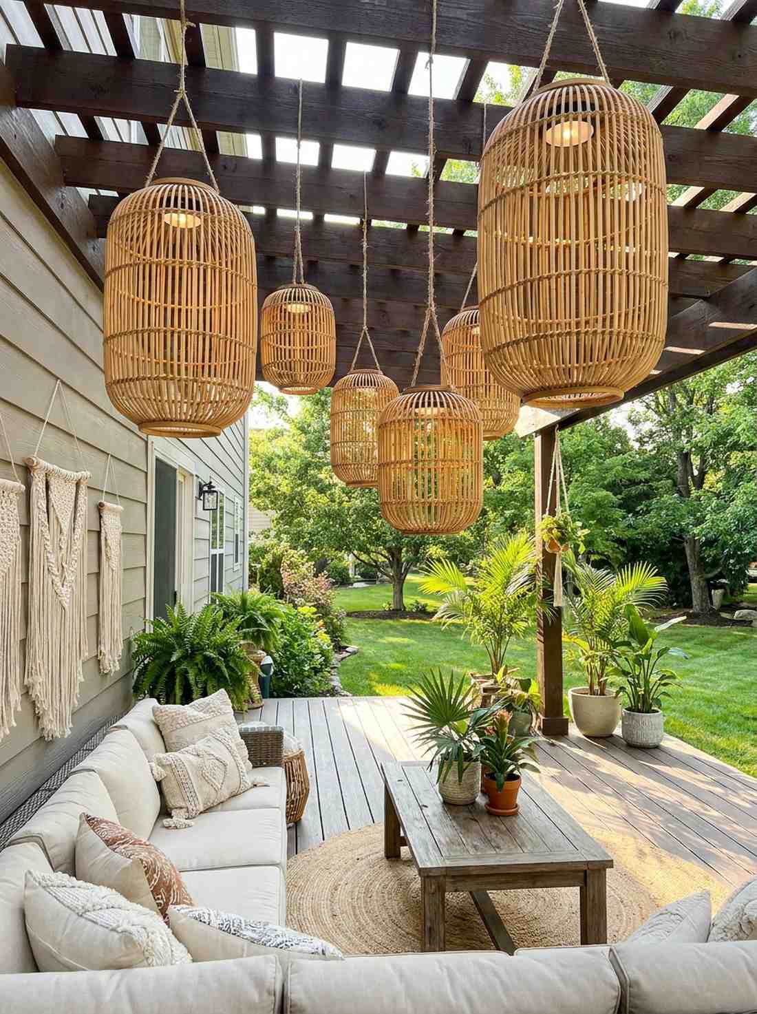 bamboo woven solar lanterns