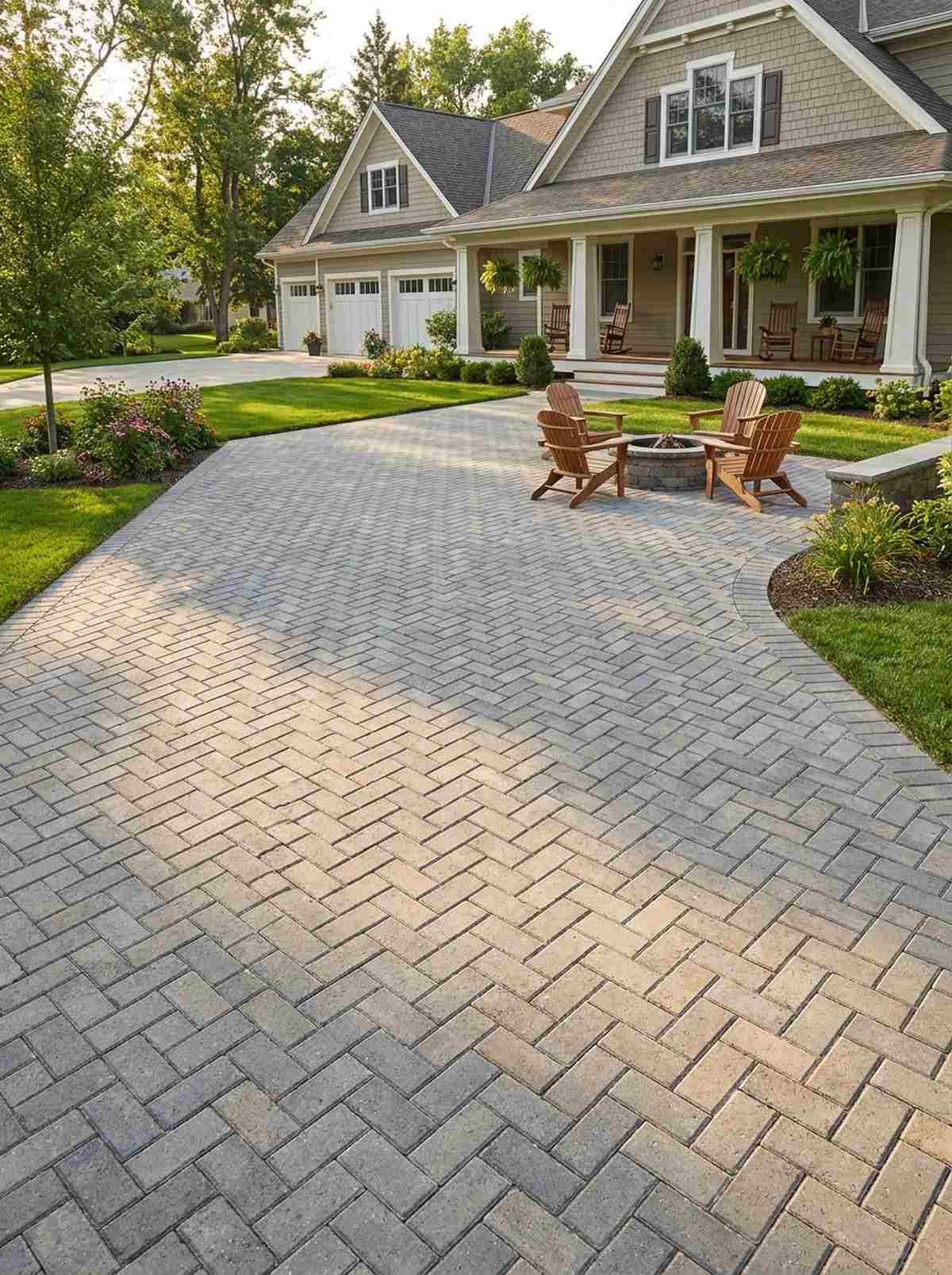 concrete pavers herringbone