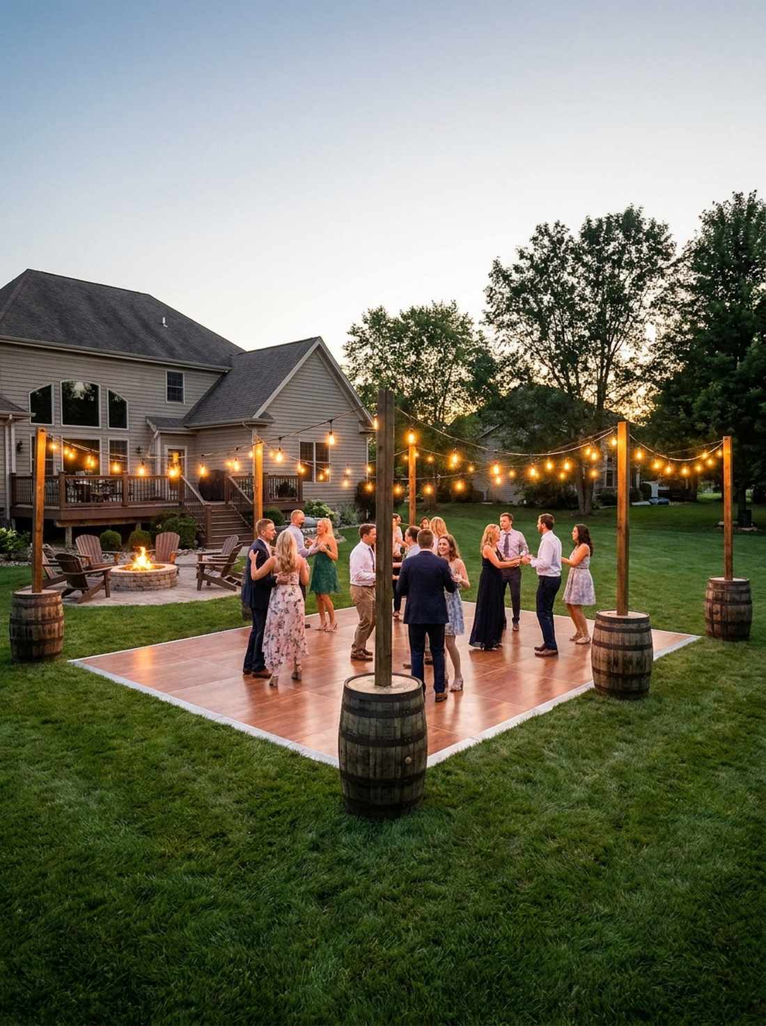 dance floor surrounded by market lights