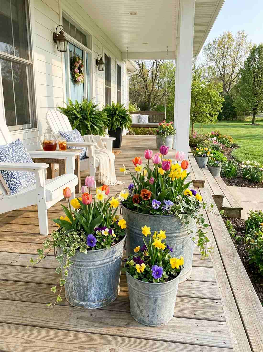 galvanized bucket planters